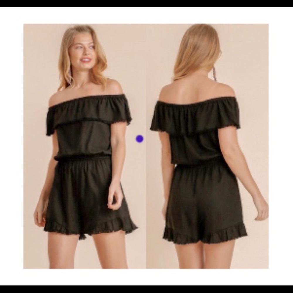 Umgee Linen Black Romper